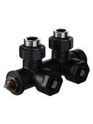 Узел нижнего подключения термостатический угловой Royal Thermo Design Pro 15мм М30х1,5, черный RANPU11215BL