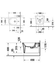 Биде подвесное Duravit White Tulip 2293150000 370х540 перелив, отв. под смеситель, крепеж, белый