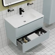 Тумба под умывальник IDDIS Edifice 802х467х500 подвесная, 2 ящика, голубой EDI80B0i95