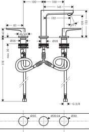 ��������� Hansgrohe Metropol 32514000 ��� ����������� �� 3 ���������, ������ push-open, ����