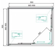 ������� ������ BelBagno DUE-A-2-90-C-Cr (900x900x1900) ������ ����������/������� ����