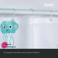 Штора для ванной комнаты IDDIS Base 200х180 см, с кольцами, полиэстер, белый BO03P18i11 — миниатюра 5