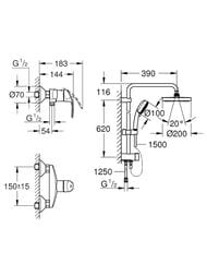 Набор 2 в 1 Grohe EuroSmart 2015 124410 смеситель для душа, душевая система с переключателем — изображение 7