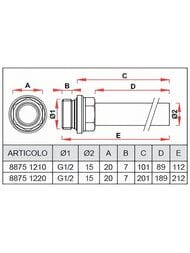 Трубка FAR d15, 1/2"НР с EPDM, 100мм, медная, хромированная, FC 8875 1210