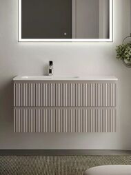 Тумба под раковину SANCOS Snob R (995x445x500) подвесная, левая, два ящика, Doha Soft SNR100LSM