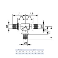 Тройник TECEflex 20х16х20 90° бронза,  710603