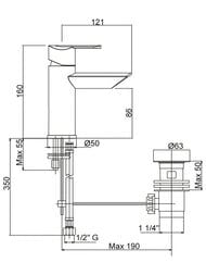 Смеситель CEZARES GARDA-LSM1-01-Cr для умывальника, однозахватный, с донным клапаном