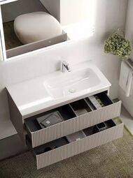 Тумба под раковину SANCOS Snob R (995x445x500) подвесная, правая, два ящика, Doha Soft SNR100RS