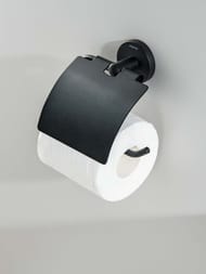 Держатель для туалетной бумаги Aquatek Оберон AQ4209MB подвесной, с крышкой, цвет: черный матовый