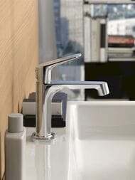 Смеситель Axor Citterio M 34016 для умывальника однозахватный, низкий, донный клапан, излив 104 мм