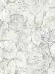 Обои виниловые на флизелине Grandeco Flora (1,06х10,05) листья, серые R118113 (рул.)