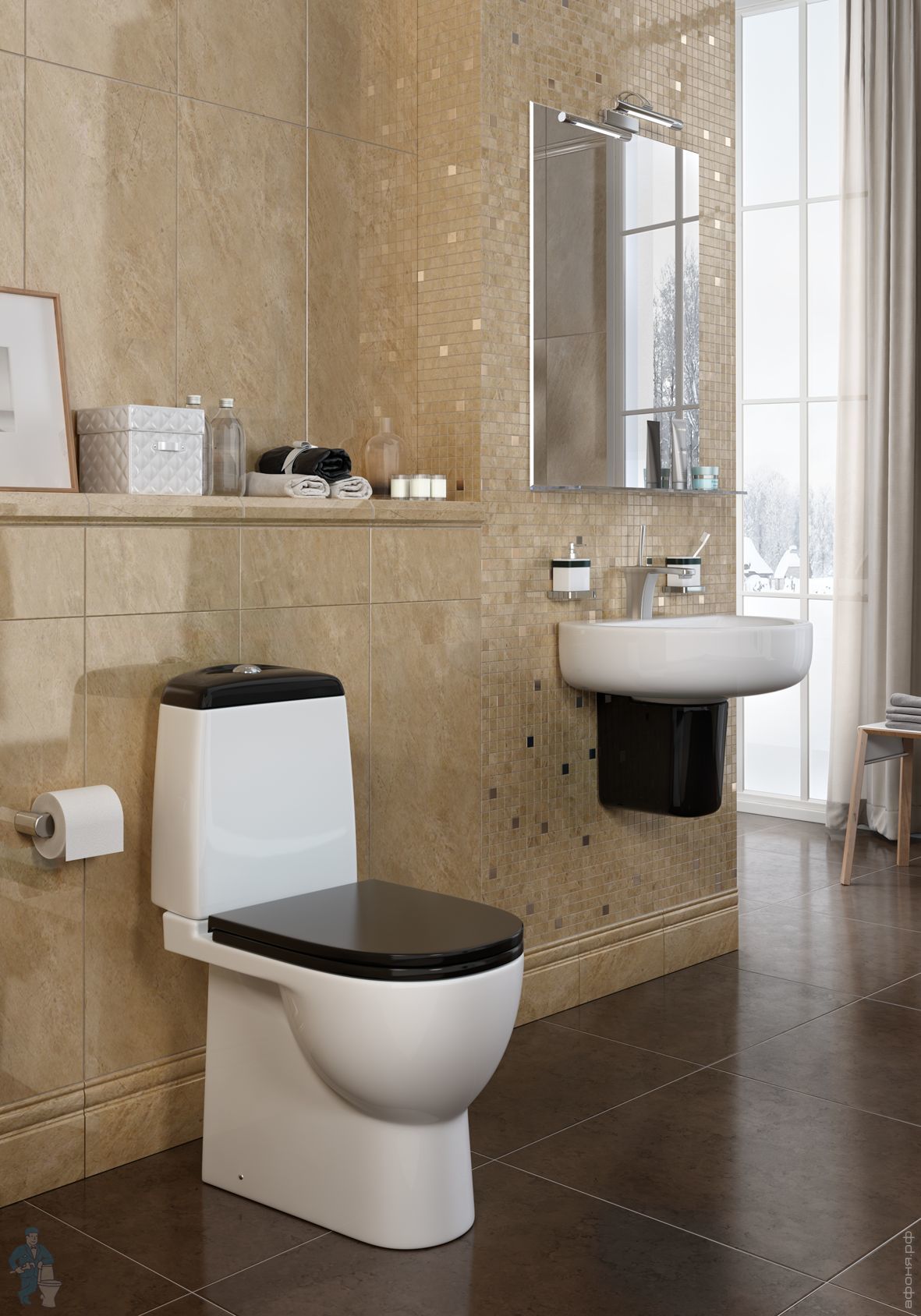 Унитаз компакт Sanita Luxe BEST COLOR BLACK SL DM (640x340x770) soft ...