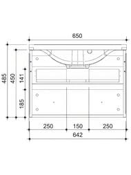 Тумба под раковину Caprigo Аккорд 65 бланж 650х485х450 подвесная 2219-SF027