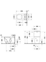 Унитаз-компакт Duravit Soleil by Starck 370х650х765 безободковый, белый 2011090000+0945100005