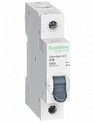 Выключатель Systeme Electric автоматический однополюсный 16А С 4.5kA 230В City9 Set C9F34116