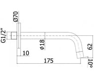 Излив на ванну Paffoni Light ZBOC045HG 175мм, медовое золото