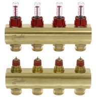 Уценка! Коллектор DANFOSS 1" на 4 вых. 3/4" с преднастройкой и расходомерами 088U0524