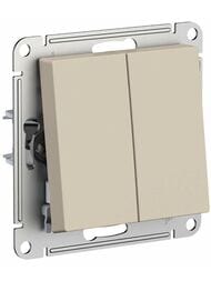Выключатель Systeme Electric ATLASDESIGN 2-клавишный схема 5 10АХ механизм песочный ATN001251
