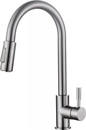 Смеситель для кухни BelBagno BB-LAM31A-IN высокий,поворотный,выдвижной излив,двухрежимный,сатин
