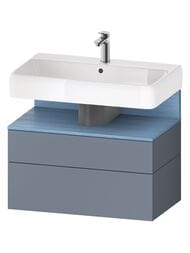 Тумба под раковину Duravit Qatego 790х470мм подвесная, 2 ящ., подсветка, дуб/базальт QA4394030430010