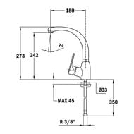 Смеситель для кухни TEKA MTP 915 CHROME однозахватный,высокий,поворотный излив,хром  469150210