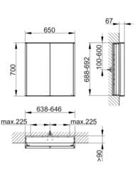 Зеркало-шкаф Keuco Royal Match 650x700x149 встраиваемый, подсветка, сенсор, розетки 12811171301