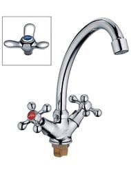 Смеситель Ledeme H12 для кухни, двухзахватный, поворотный излив, хром L5912