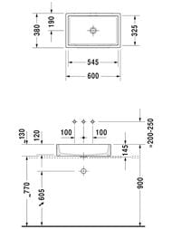 Раковина Duravit Vero Air 600х380 антигряз. покр, шлиф., б/площ. под смес., без перелива 23516000001
