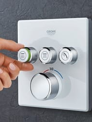 Смеситель Grohe Grohtherm SmartControl 29157LS0 термостат, 3 выхода, внешняя часть, белая луна — миниатюра 4
