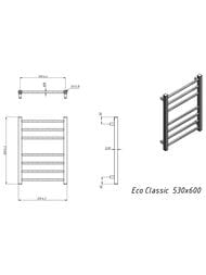 GROTA ECO CLASSIC Полотенцесушитель "Лесенка" электр. 530x600 300Вт нержавеющая сталь