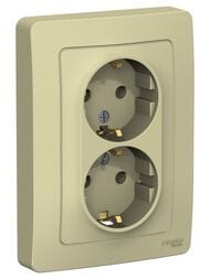 Розетка Systeme Electric BLANCA С/У двойная с заземл. без шторок, 16А, 250В, БЕЖЕВЫЙ BLNRS001027