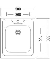 Мойка накладная Ukinox Standart 500х600 матовая нерж.сталь 0,6мм, слив 1 1/2, STD500.600 ---6C 0CS
