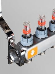 Коллекторная группа VALTEC 10 выходов, 1"х3/4" с расходомерами, нержавеющая сталь VTc.579.EMNX.0610