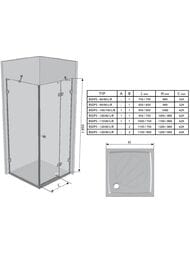 ������� ������ RAVAK BRILLIANT BSDPS-80/80R (795�795�1950) ��������� �����, ������, ����+Transparent