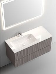 Тумба под раковину SANCOS Snob T (995х445х500) подвесная, левая, два ящика, Doha Soft SNT100LSM