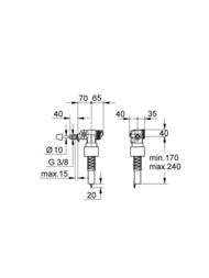 Наполнительный клапан смыва Grohe 3/8" для бачка унитаза, без компенсатора смещения 37095000 — миниатюра 2