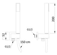 Душевой набор Mariani B00241PF00, шланг 1500 мм, держатель, 1 режим, хром