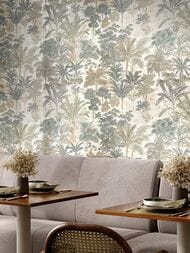 Обои виниловые на флизелине Kerama Marazzi Оазис мотив (1,06х10,05) темно-зеленые KM6205 (рул.)