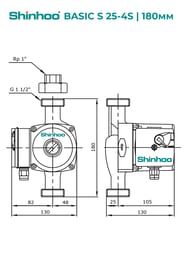 ����� �������������� SHINHOO BASIC S 25-4S 180 1x230�, 1 1/2", � �������, 71211001