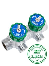 Коллектор регулируемый FAR 3/4"ВН на 2 отвода 1/2"Н, соед.eurokonus, FK 3821 3412 — миниатюра 1