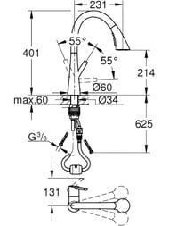 Смеситель Grohe Zedra 32294002 для кухни, выдвижной поворотный излив, хром