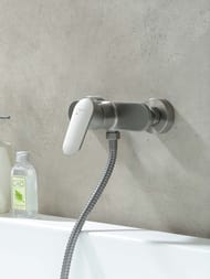 Смеситель для душа Aquatek Ника AQ1860BGM настенный, однозахватный, без излива, сталь оружейная
