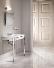 Консоль со столешницей из белого мрамора BIANCO CARRARA Devon&Devon Claridge DECLARIMCACR (920х510) напольная, хром/белый