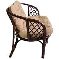 Диван Багама (1200х650х750) 2-х местный, подушки светлые шенил, ротанг, тёмно- коричневый