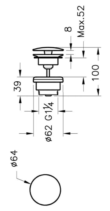 .Донный клапан VITRA для раковины без перелива, фиксированная пробка, 1 ...