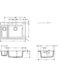 Мойка из гранита Hansgrohe S51 43315170 (770х510) врезная, черный графит — изображение 2