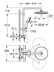 ������� ������� Grohe Tempesta System 250 ���������, �������/������ ���, ����/����� 26670001