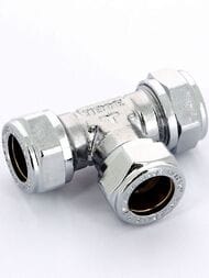 Тройник Tiemme для медной трубы, 15х15х15мм обжим, хром,   1130012 (1107C151515CZ) — миниатюра 3