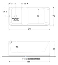 Ванна Gruppo Treesse Cross V396BO 1600х730х600 иск. камень, отдельностоящая, белый матовый