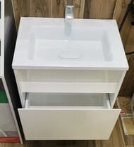 Уценка! Тумба с раковиной IDDIS Esper 60 (613х446х550) подвесная с ящиком, белая - уценка. — изображение 3